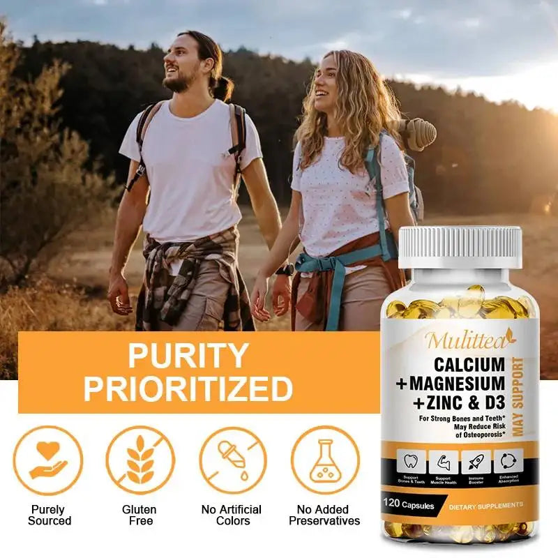 Calcium Magnesium & D3K2 Capsules for Bone and Immune Support