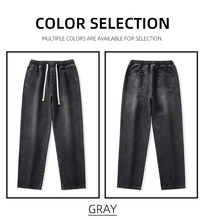 Men's Vintage Drawstring Wide-Leg Jeans | Trendy Casual Pants