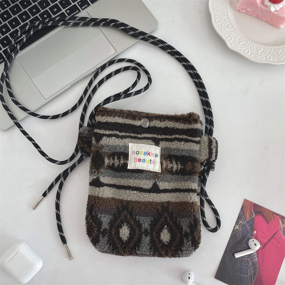 Cute Plush Dot Crossbody Bags for Women | Portable Shoulder Bag
