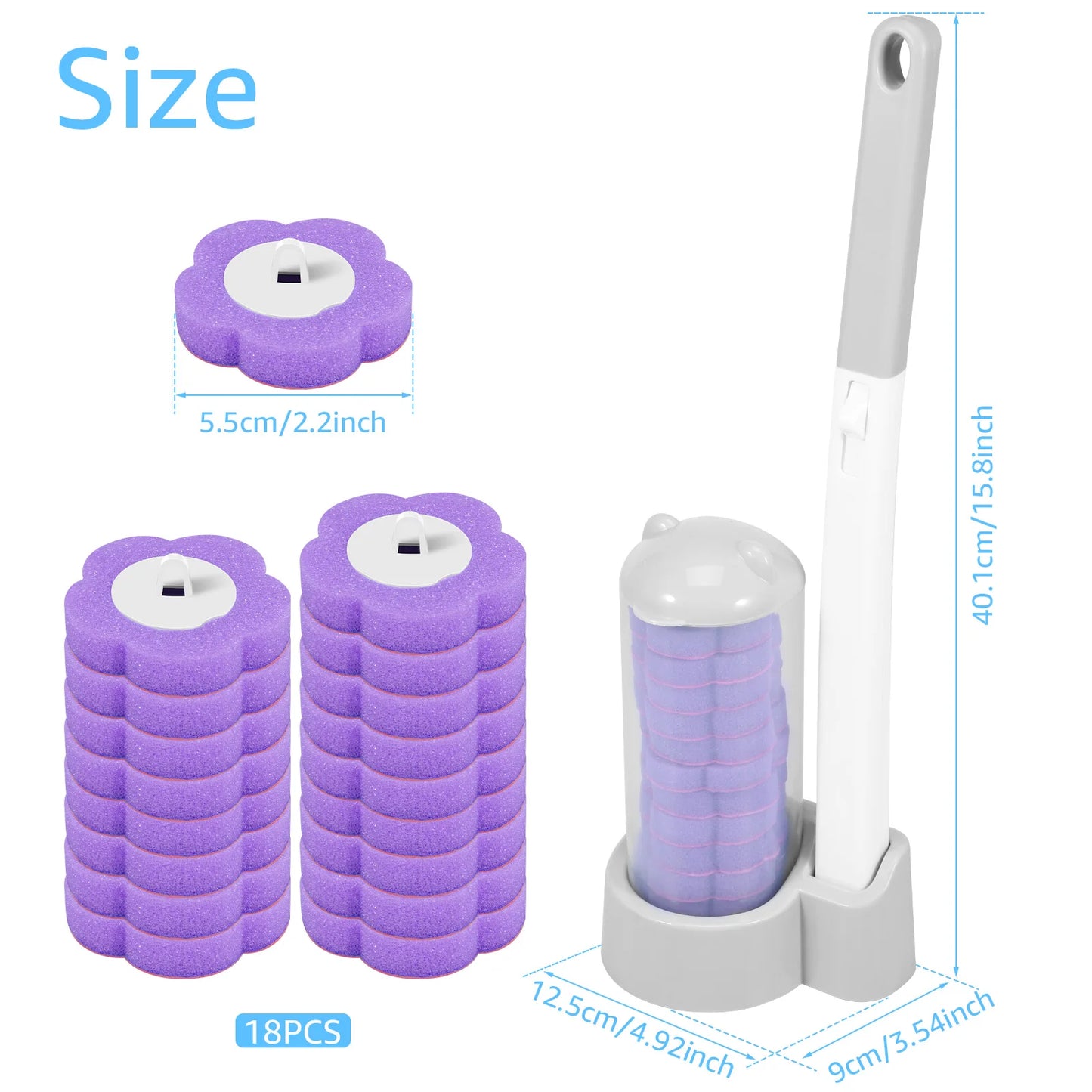 18/36Pcs Toilet Brush with Disposable Heads | Ultimate Bathroom Cleaner