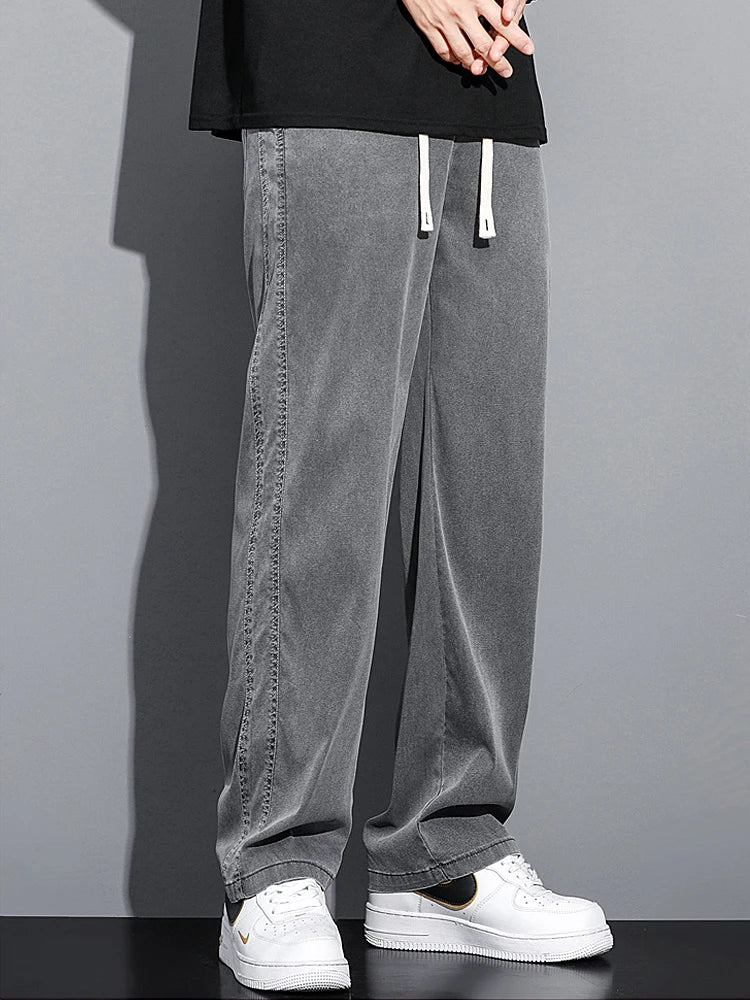 Men's Soft Lyocell Casual Jeans | Thin Loose Straight Pants