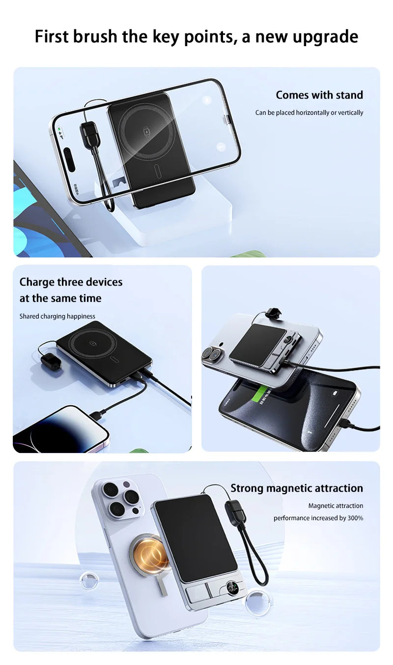 Ultra Slim Magnetic Wireless Power Bank | Fast Charging Portable Battery