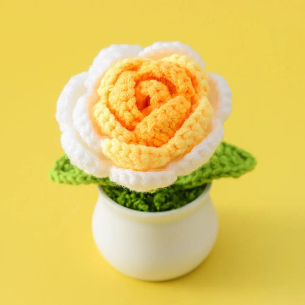 Flores de ganchillo de girasol y tulipán tejidas a mano | Encantadora decoración para el hogar