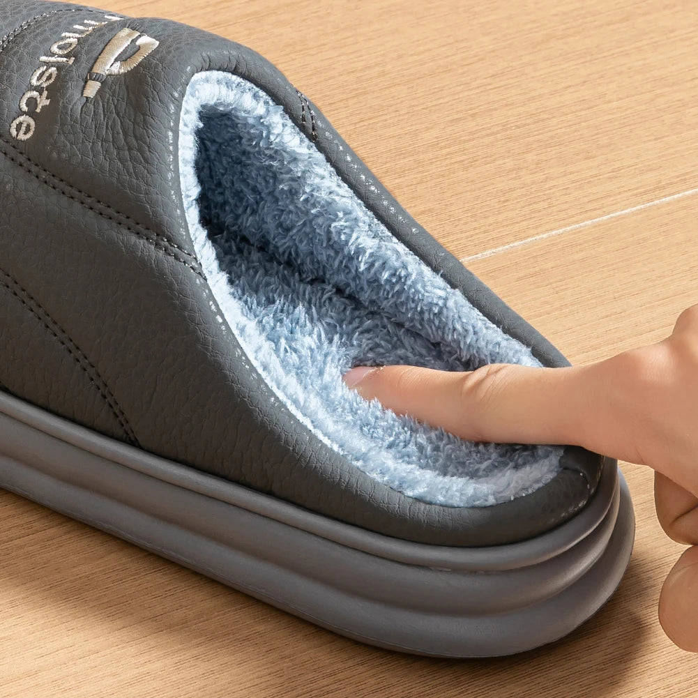 Men's Warm Memory Foam Plush Slippers | Cozy Winter House Shoes