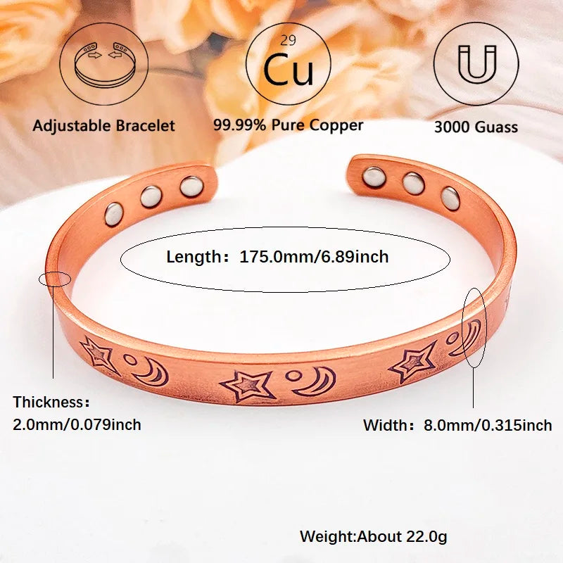 Exquisite Copper Cuff Bracelets for Women & Men | Adjustable Jewelry