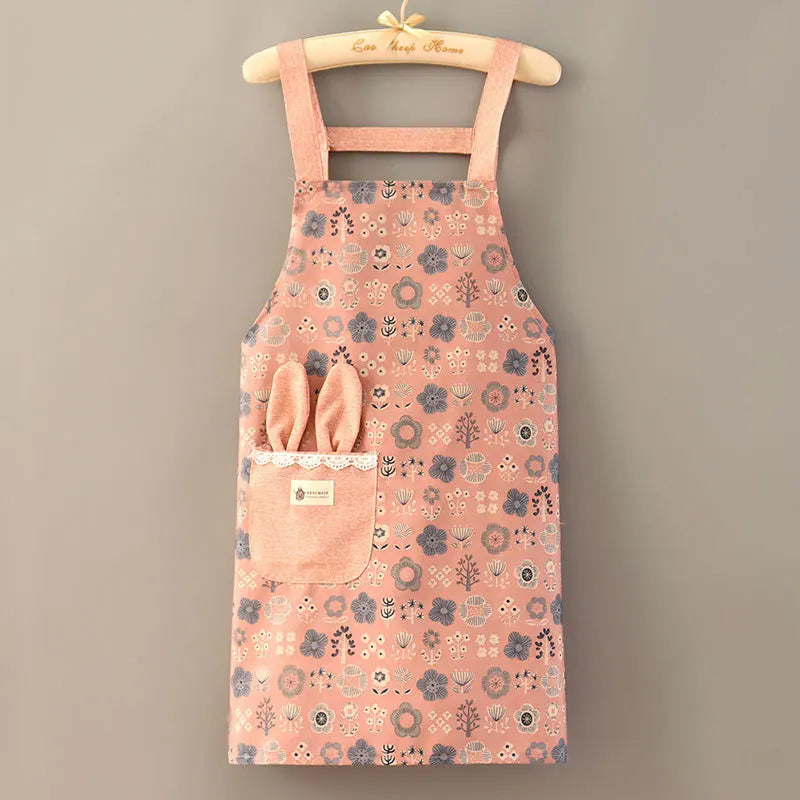 Flower Printed Kitchen Apron | Stylish Cooking Smock for Home