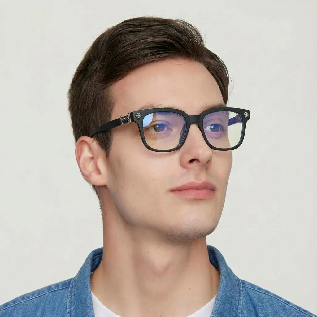 Classic 2Pcs Square Anti Blue Light Glasses For Men And Women Black & Transparent Frame Unisex Computer Wearing Women Glasses