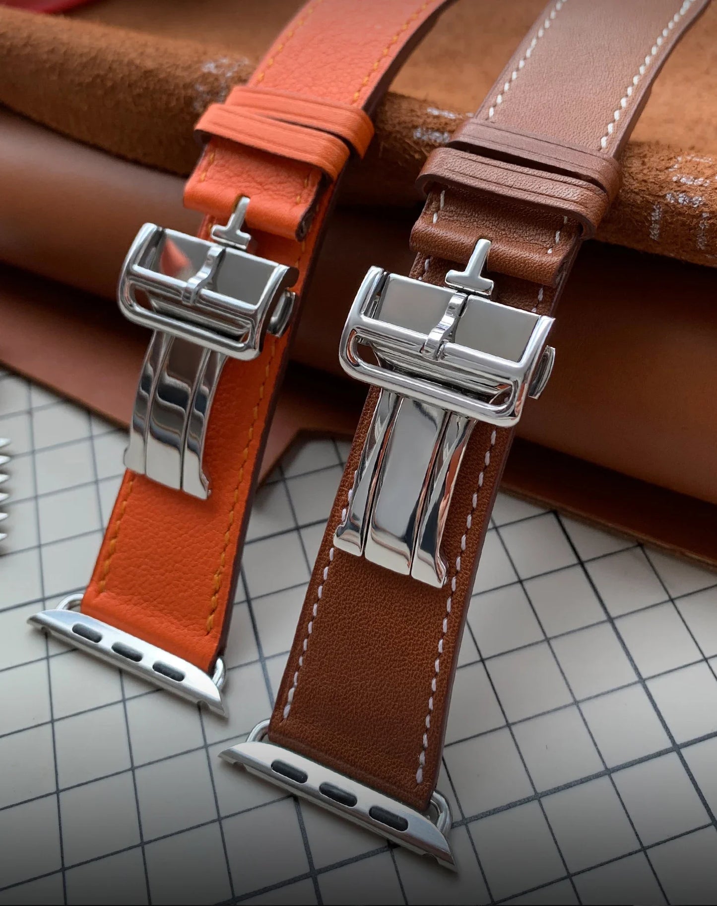 High Quality Genuine Leather Watch Band | Deployment Buckle Strap