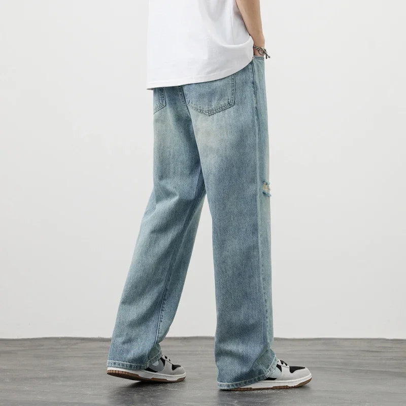 Men's Vintage Baggy Jeans | Distressed Y2K Straight Pants