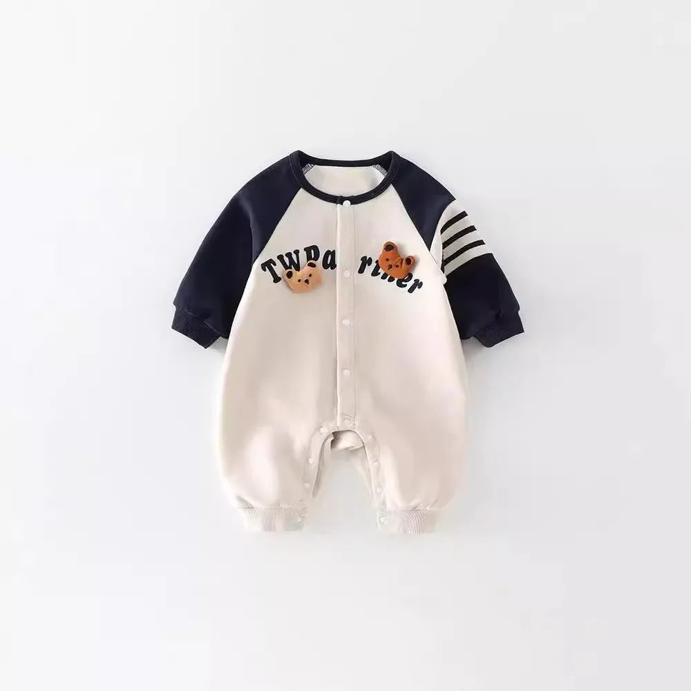 Adorable Baby Cartoon Bear Onesie | Cozy Long Sleeve Romper