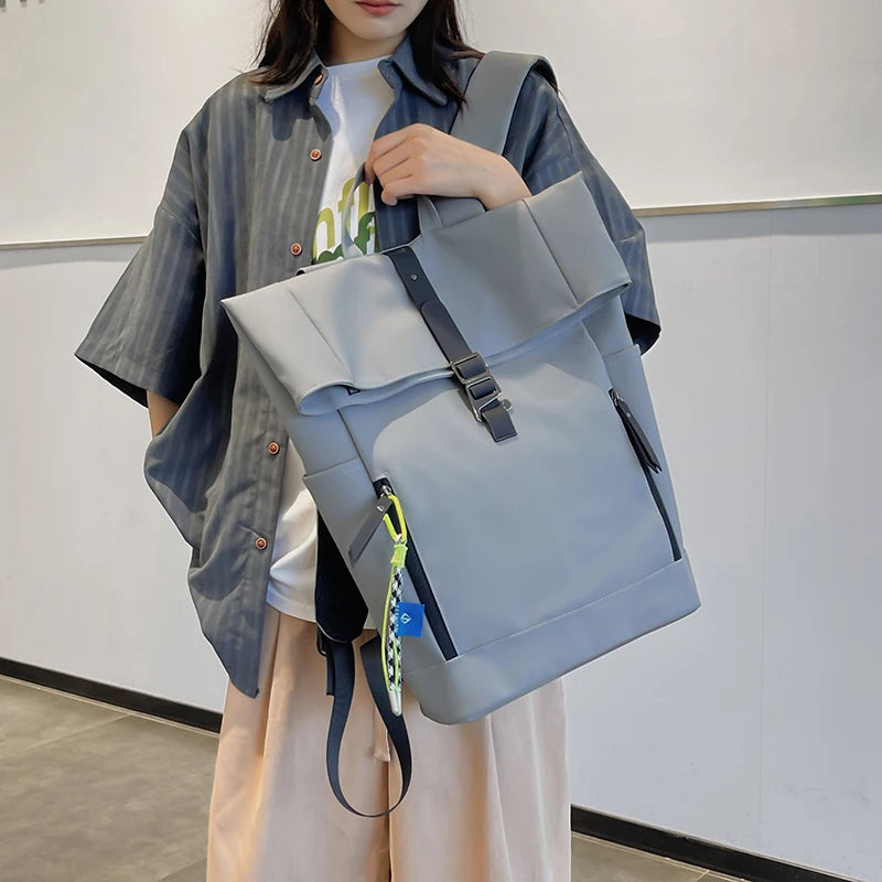 Women's Large Nylon Roll Top Backpack | Versatile Travel Companion