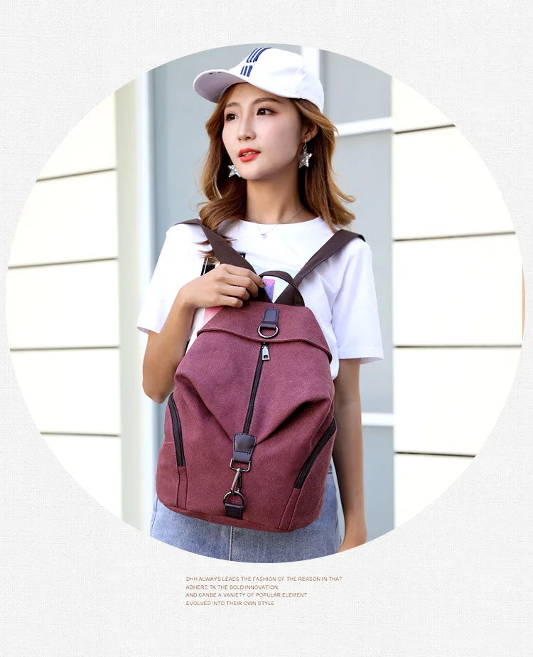 Stylish Vintage Canvas Women Backpack | Fashionable Casual Bag