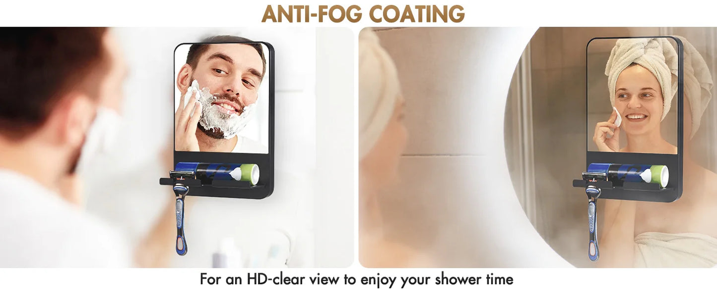 Fogless Shower Shaving Mirror with Storage Tray | Easy Installation