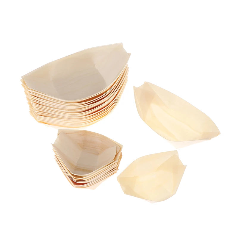 50 Platos Desechables de Madera para Sushi | Elegante Experiencia Culinaria