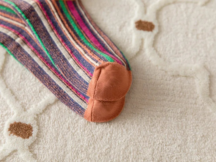 Colorful Striped Women's Crew Socks | Vintage Harajuku Style