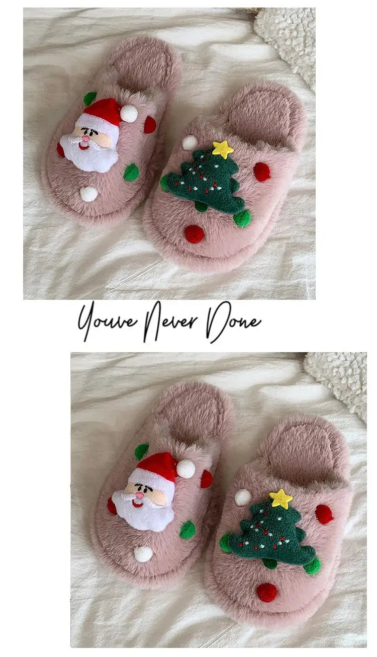 Christmas Kids Plush Slippers | Warm Cotton Indoor Shoes