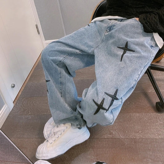 Pantalones Anchos de Mezclilla para Hombre | Jeans Casuales de Estilo Urbano