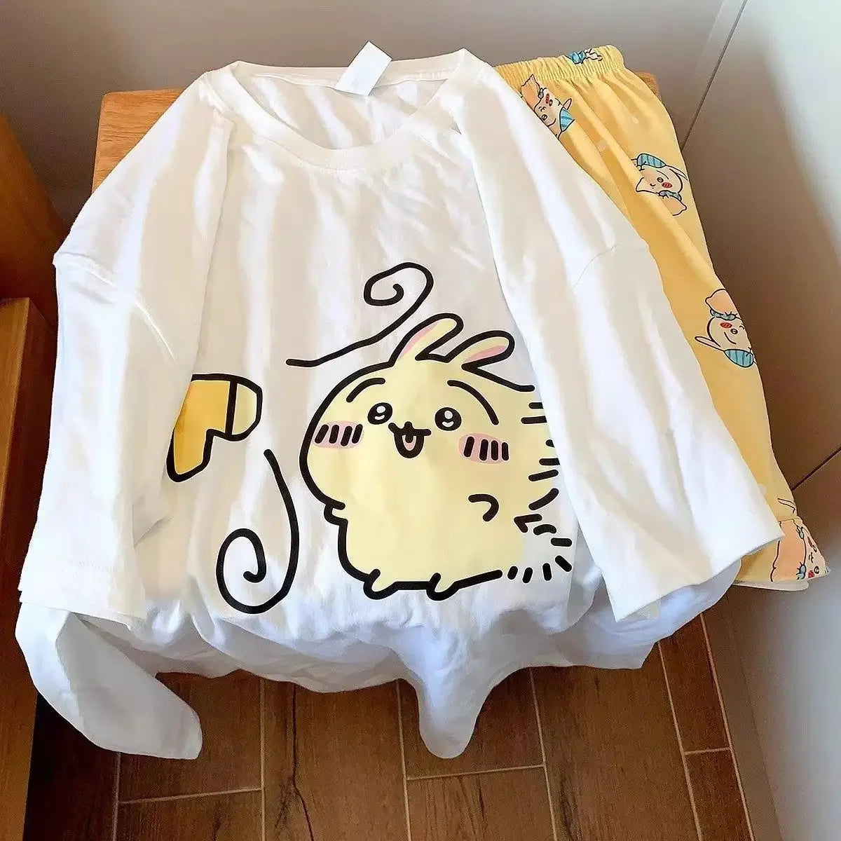Girls Summer Pajamas Set | Cute Bunny & Cat Home Clothes