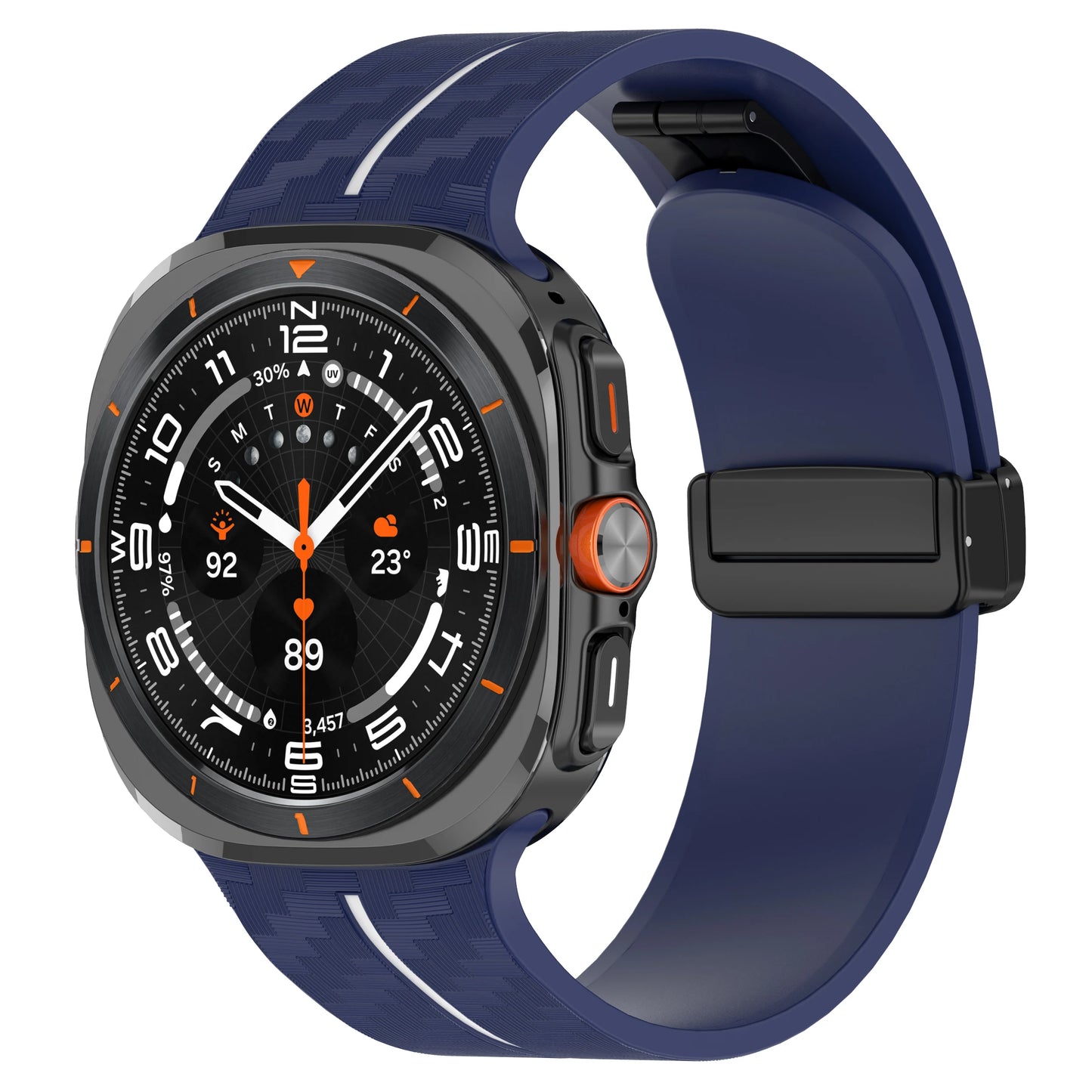 Silicone Sport Strap for 47mm Smartwatch | Magnetic Folding Clasp