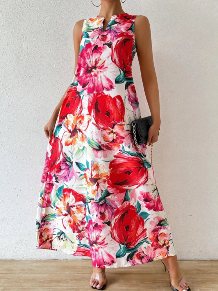 Women's Floral Print V-Neck Sleeveless Dress | Effortless Summer Style