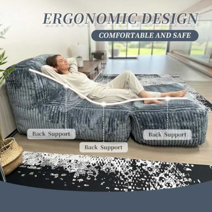 Puf Sillón Grande de Espuma Viscoelástica | Tumbona de Máximo Confort