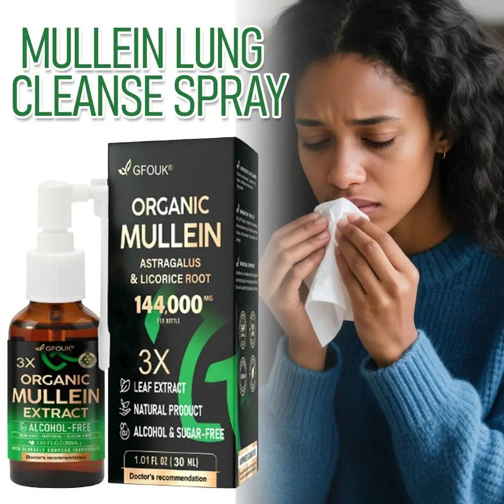 Organic Mullein Herbal Lung Cleansing Spray | Natural Breathing Aid