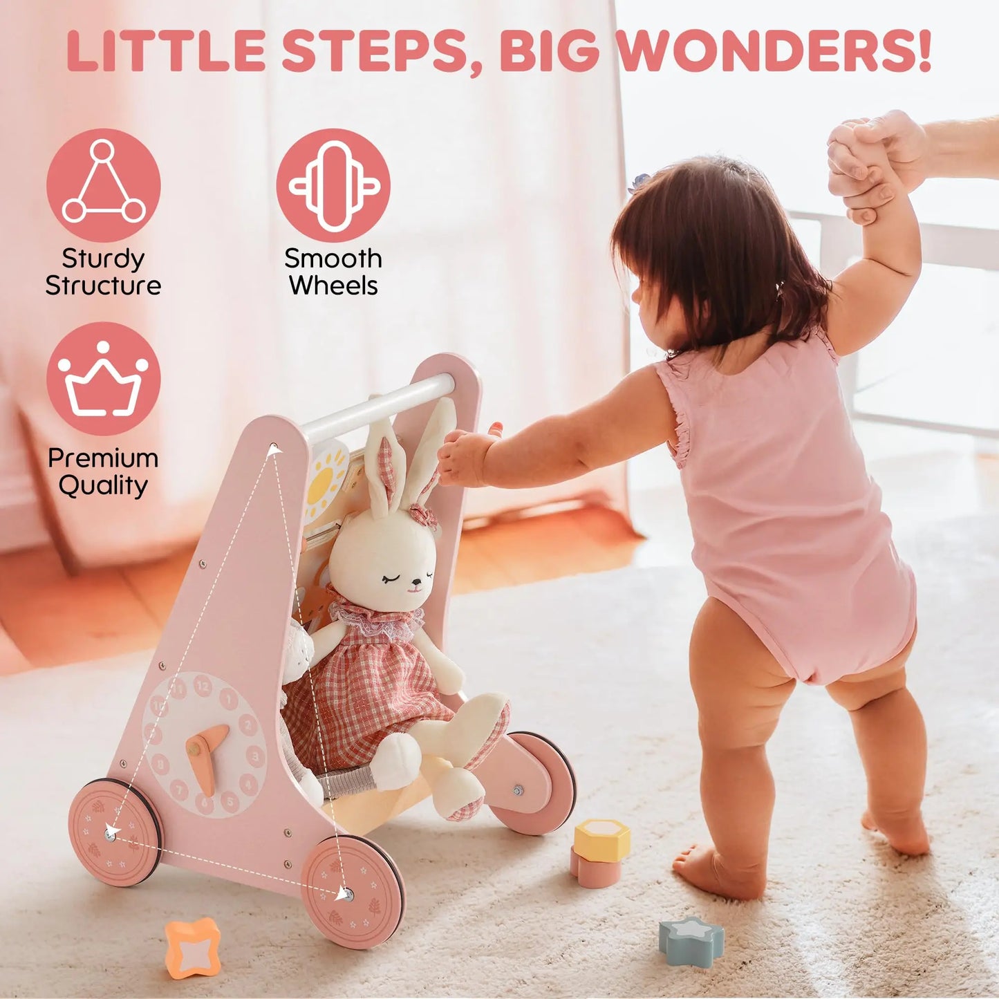 Wooden Baby Walker with Activity Center | Engaging Montessori Toy