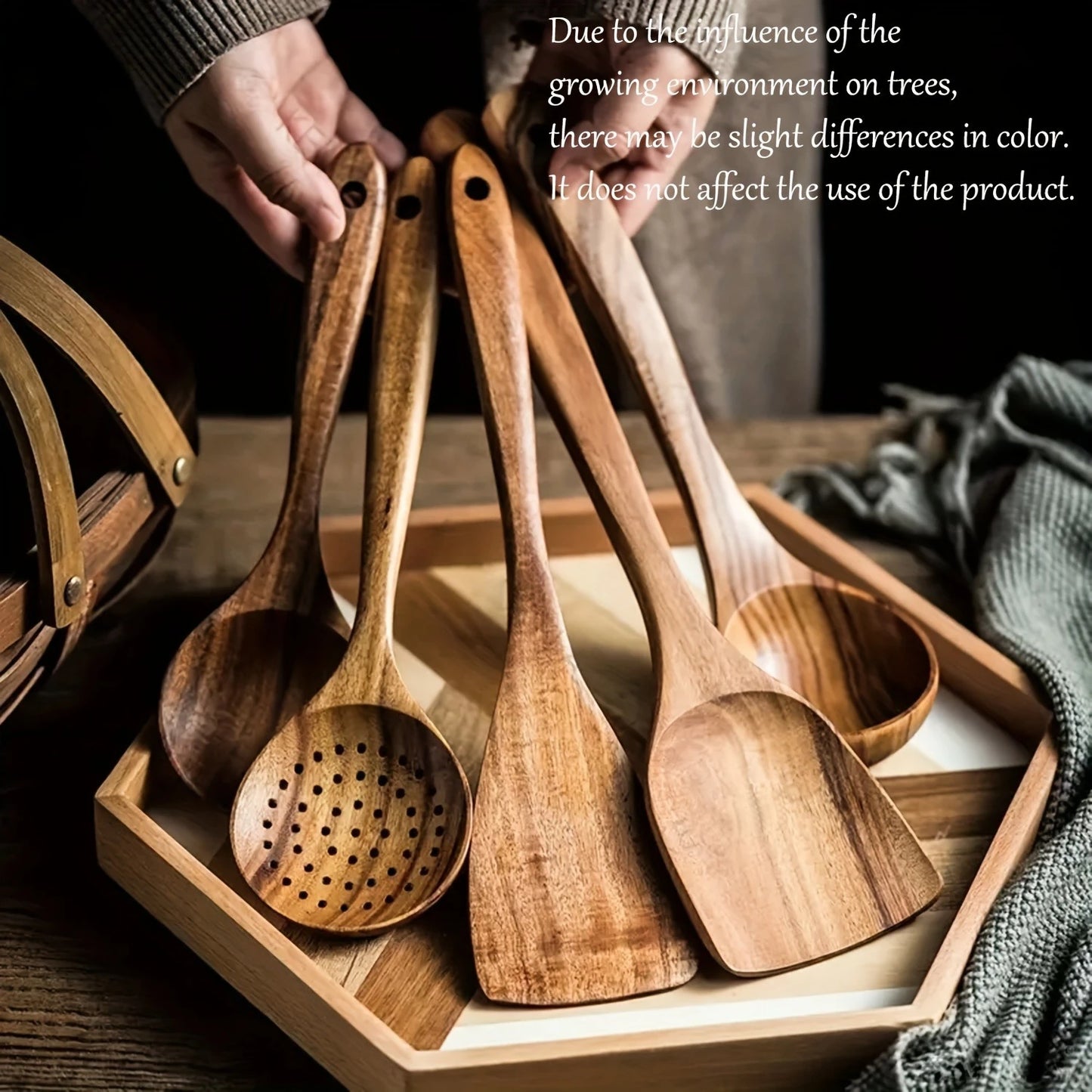 5pcs Wooden Kitchen Utensils Set | Eco-Friendly Cooking Tools