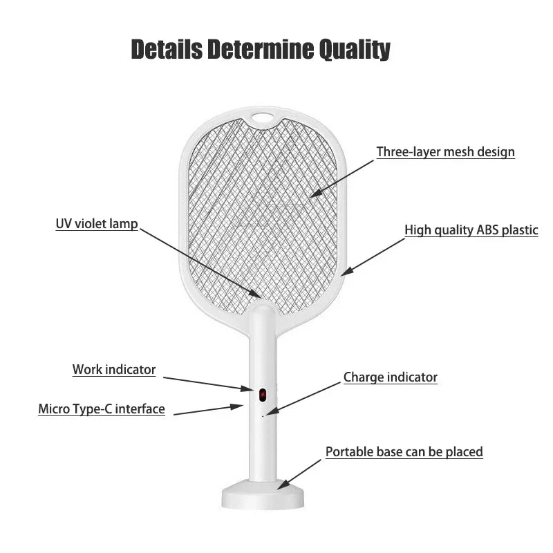 3000V Electric Mosquito Swatter with USB Charging | Pest Control