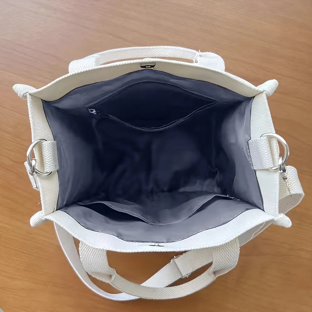 Stylish Small Canvas Tote Bag with Pockets for Women