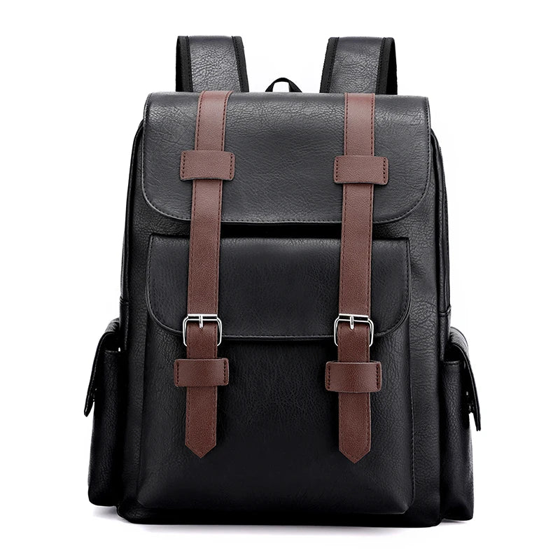 Men's PU Leather Backpack | Stylish Schoolbag for Laptops