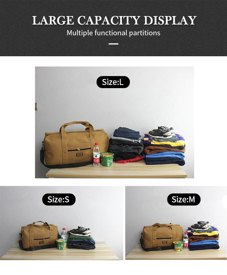Unisex Soft Canvas Travel Duffle Bag | Large Capacity Tote