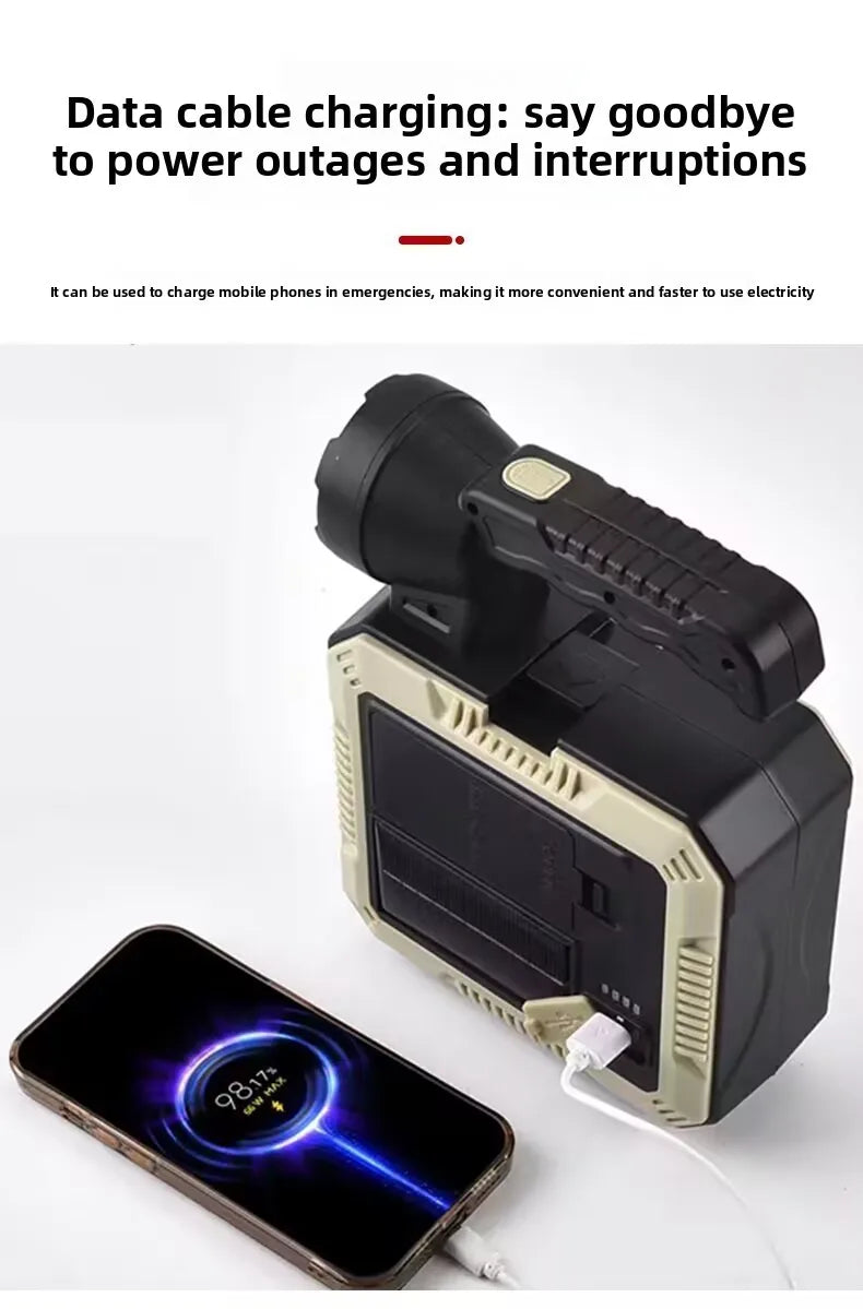 Solar-Powered Handheld Flashlight | Super Bright Emergency Light
