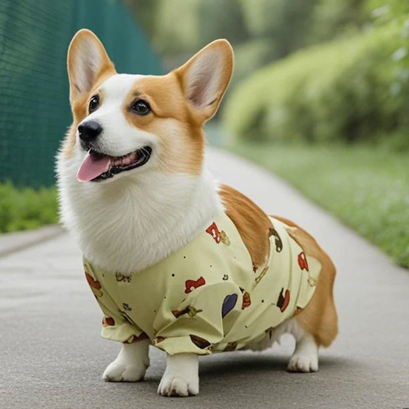 Waterproof Pet Pants | Summer Full Print Corgi Dog Clothing