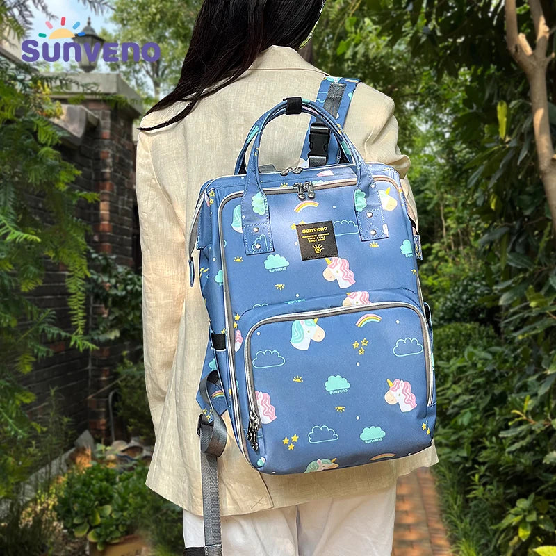 Mochila pañalera multifuncional elegante | Bolso de gran capacidad para bebé