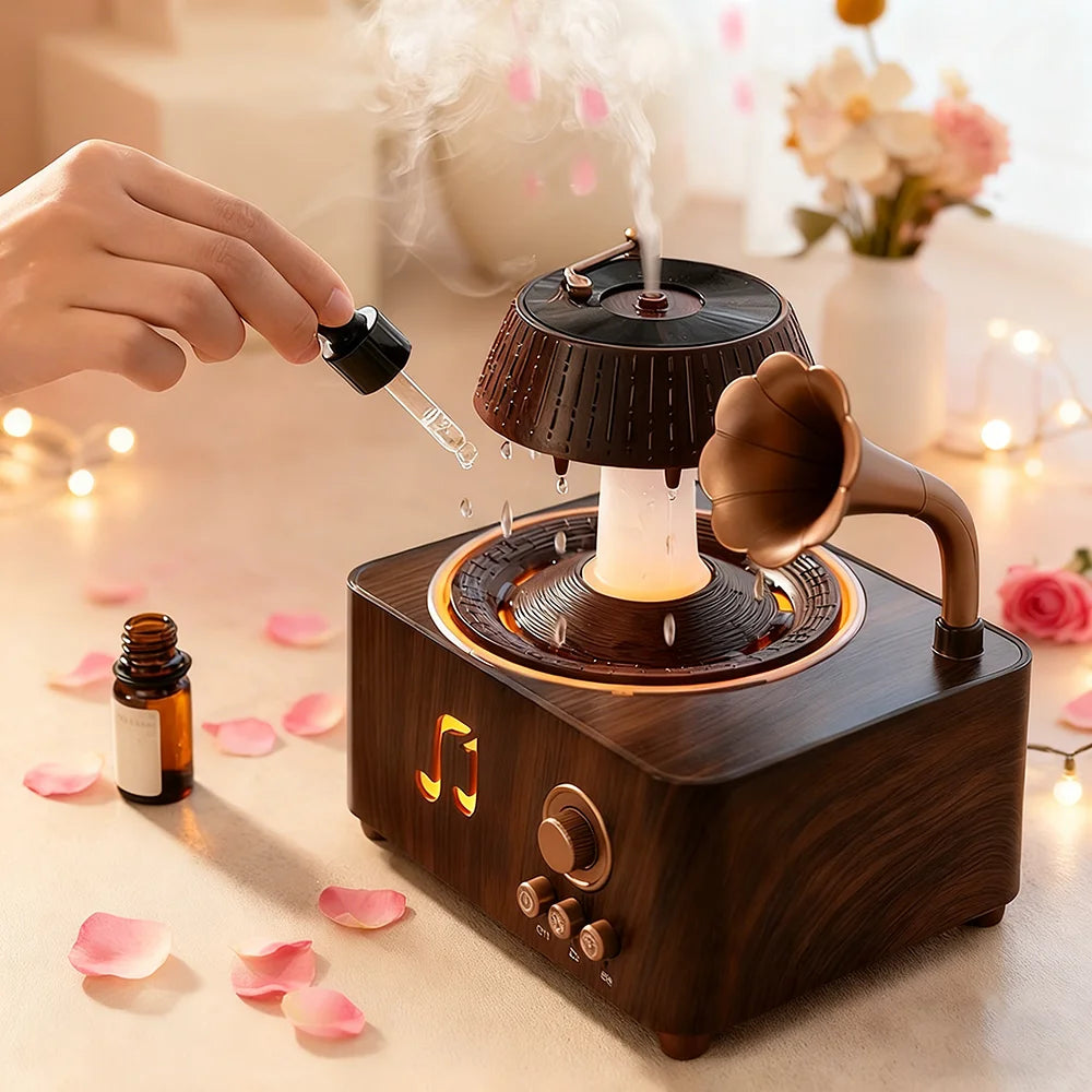 Rotating Raindrop Humidifier | Retro Aroma Diffuser with Lights