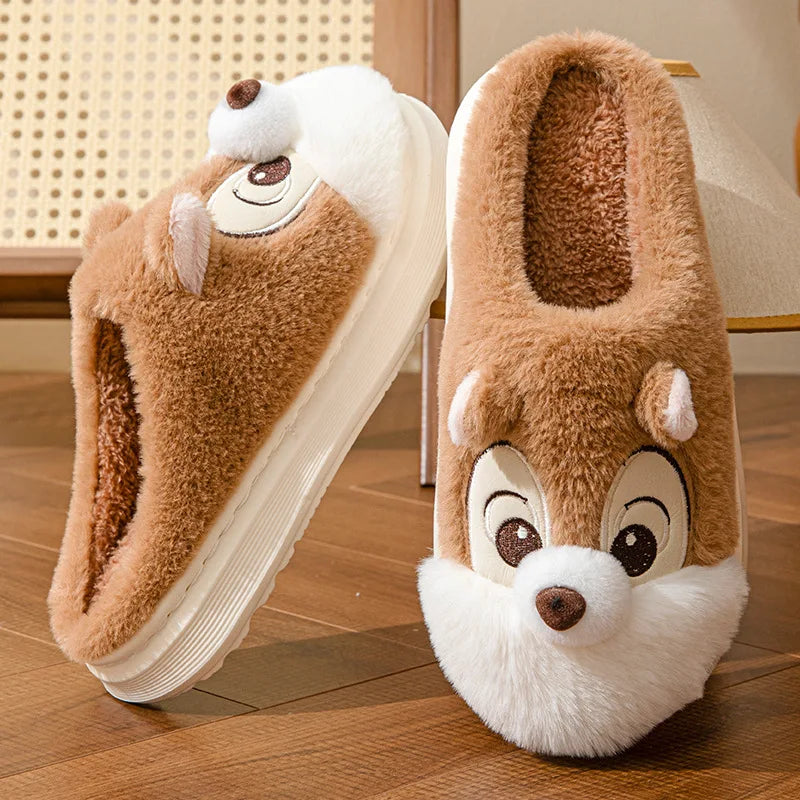 Women's Cozy Cartoon Plush Corduroy Slippers | Fun Indoor Footwear