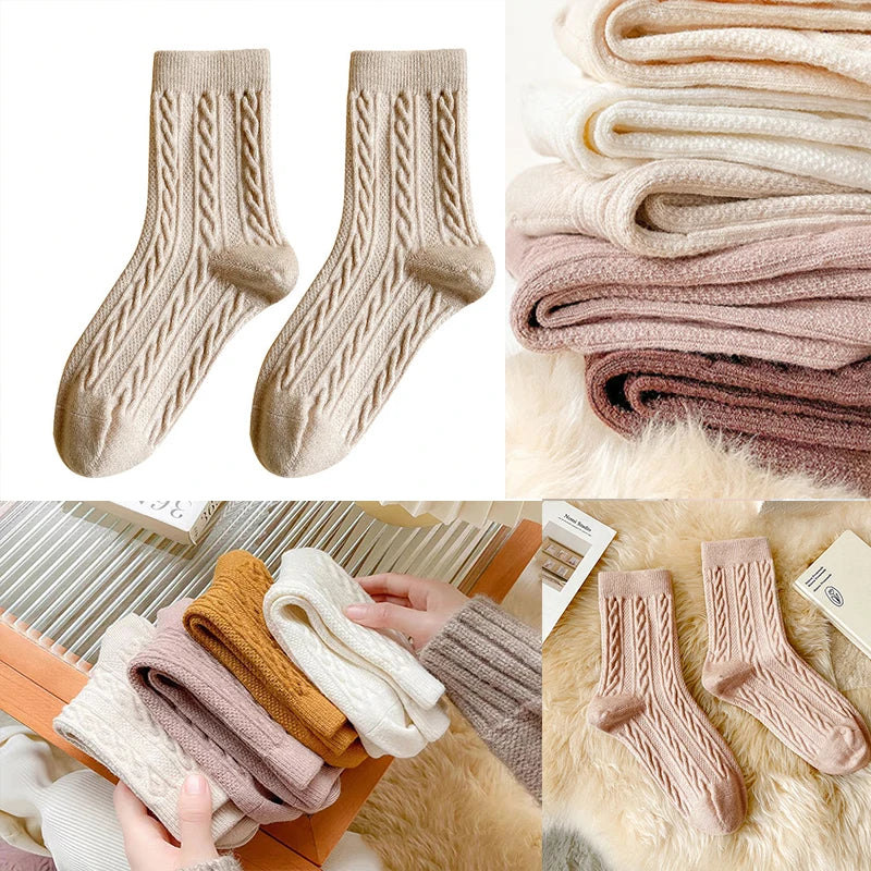 Women's Warm Cashmere Wool Socks | Cozy Mid-Calf Thermal Socks