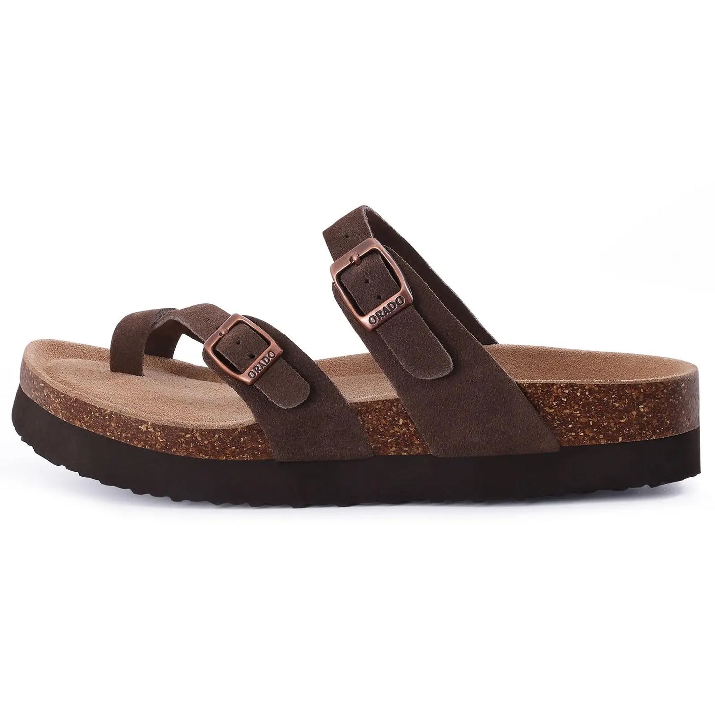 Women's Suede Sandals | Adjustable Buckle Cork Platform Footwear
