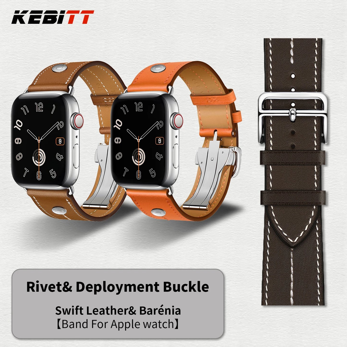 High-Quality Calfskin Leather Single Tour Band for Smartwatch