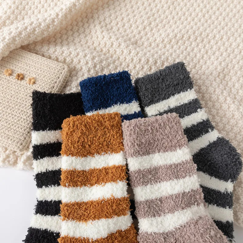 Cozy Striped Winter Plush Socks for Men & Women | Warm Comfort