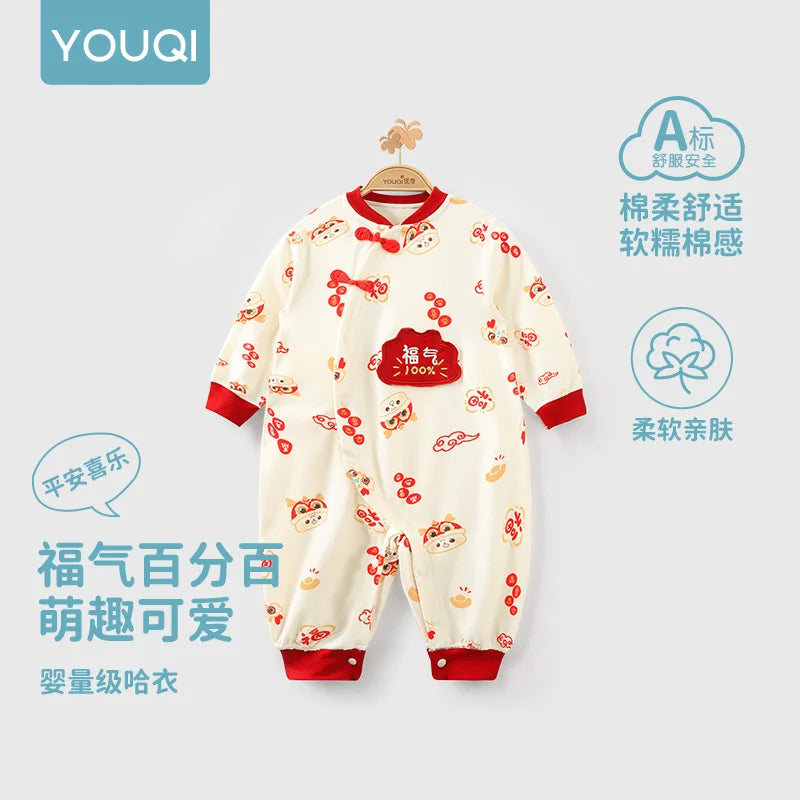 Festive Red Baby Romper | Ideal for Celebrations and Milestones