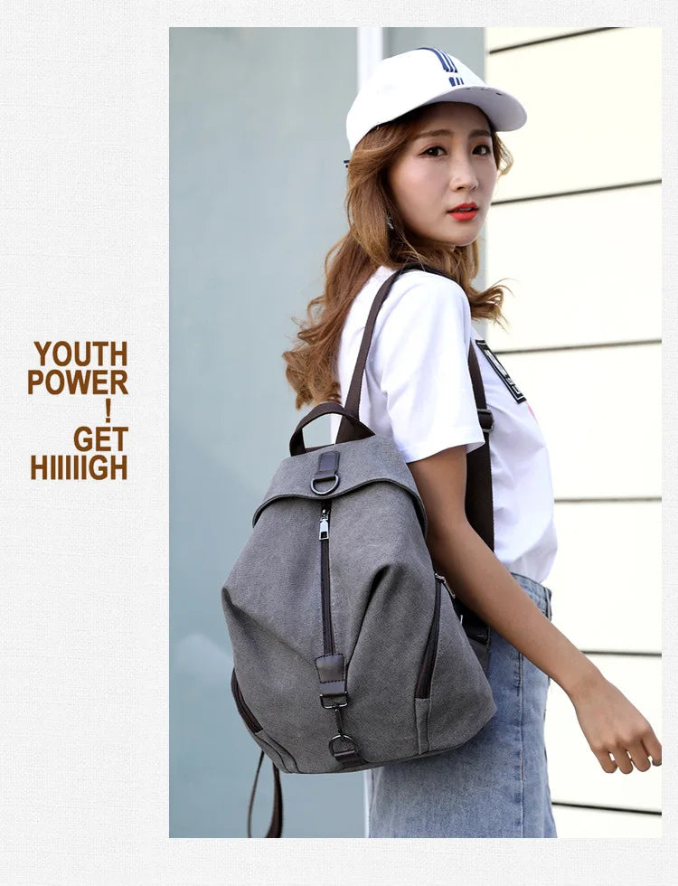 Stylish Vintage Canvas Women Backpack | Fashionable Casual Bag