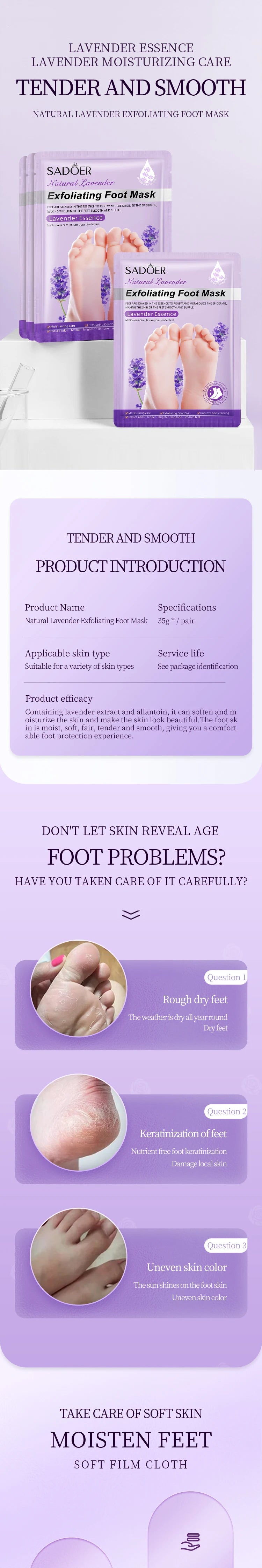Moisturizing Lavender Foot Mask | Exfoliating Foot Care Treatment