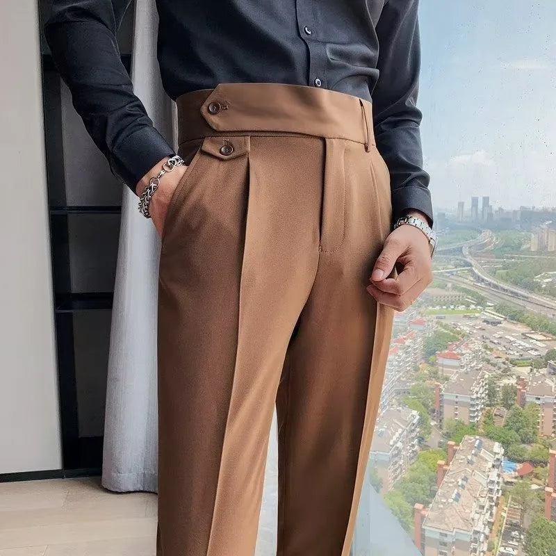 Men's High Waist Slim Fit Suit Pants | Smart Casual Fashion