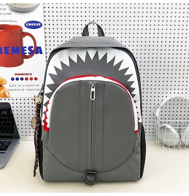 Luminous Shark Mouth Backpack | Large Capacity USB Laptop Bag