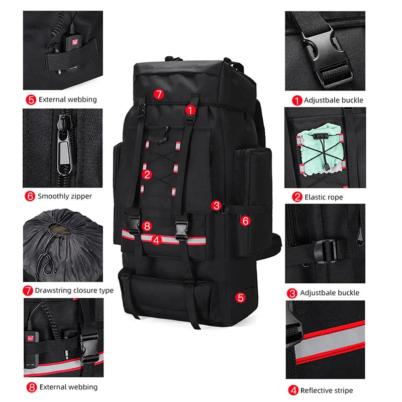 Large 130L Hiking Camping Backpack | Durable Outdoor Rucksack