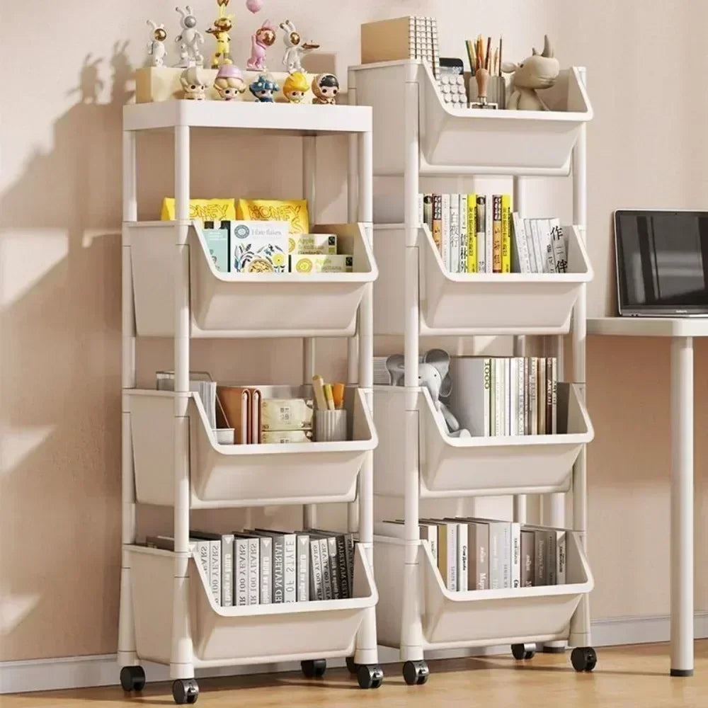 Multifunctional Trolley Bookshelf Kitchen Storage Rack | Home Organizer