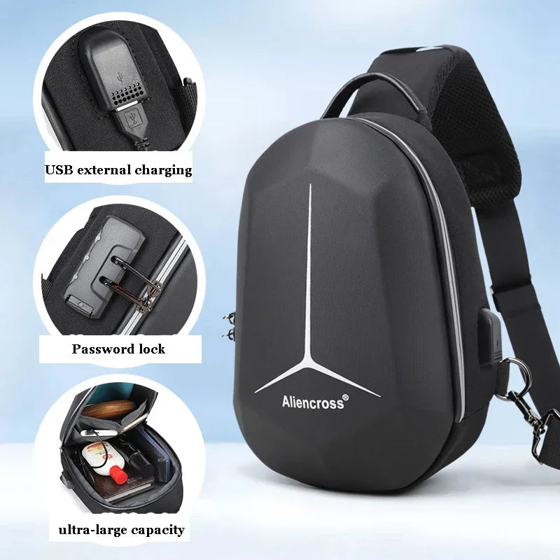 Designer Anti-theft Lock Crossbody Bag USB Charging Travel Shoulder Bag High Quality Messenger Bags Male Waterproof Chest Bag