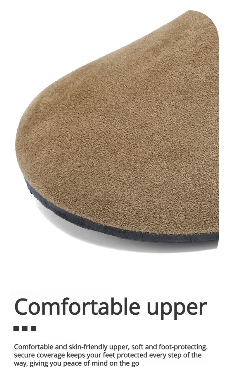 New Men's Slippers New Retro Solid Color Flat Bottom Women's Slingback Shoes Closed Toe Round Toe Suede Clogs Sandals Autumn